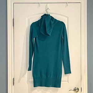 French Connection teal cowl neck long sleeve sweater dress